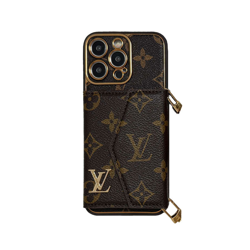 Capa de Couro Premium para iPhone: carteira integrada e alça removível