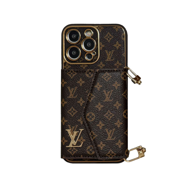 Capa de Couro Premium para iPhone: carteira integrada e alça removível