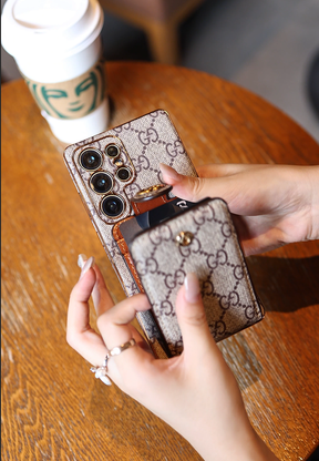Capa de Couro Premium para celular Samsung com Carteira e Alça