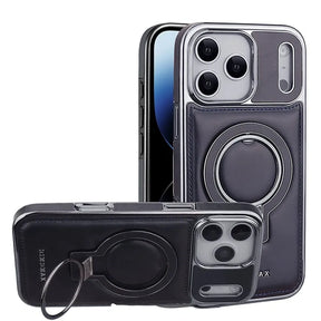 Capa de Couro Luxo Premium com Suporte Magnético para iPhone