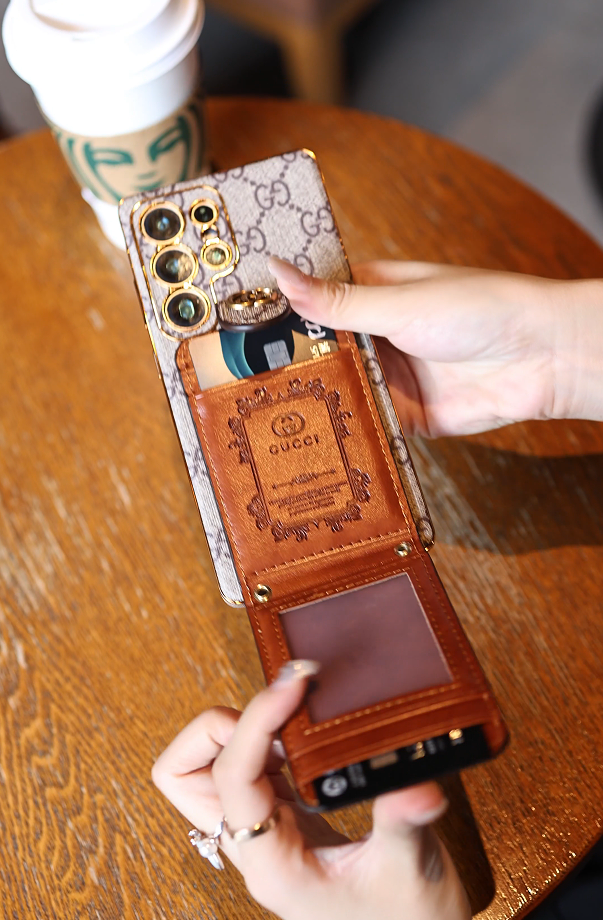 Capa de Couro Premium para celular Samsung com Carteira e Alça