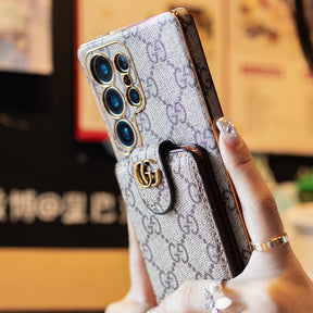 Capa de Couro Premium para celular Samsung com Carteira e Alça