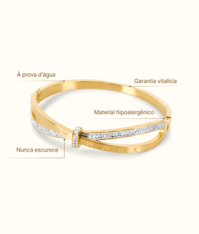 Bracelete Romano Zircônia Banhado em Ouro 18K