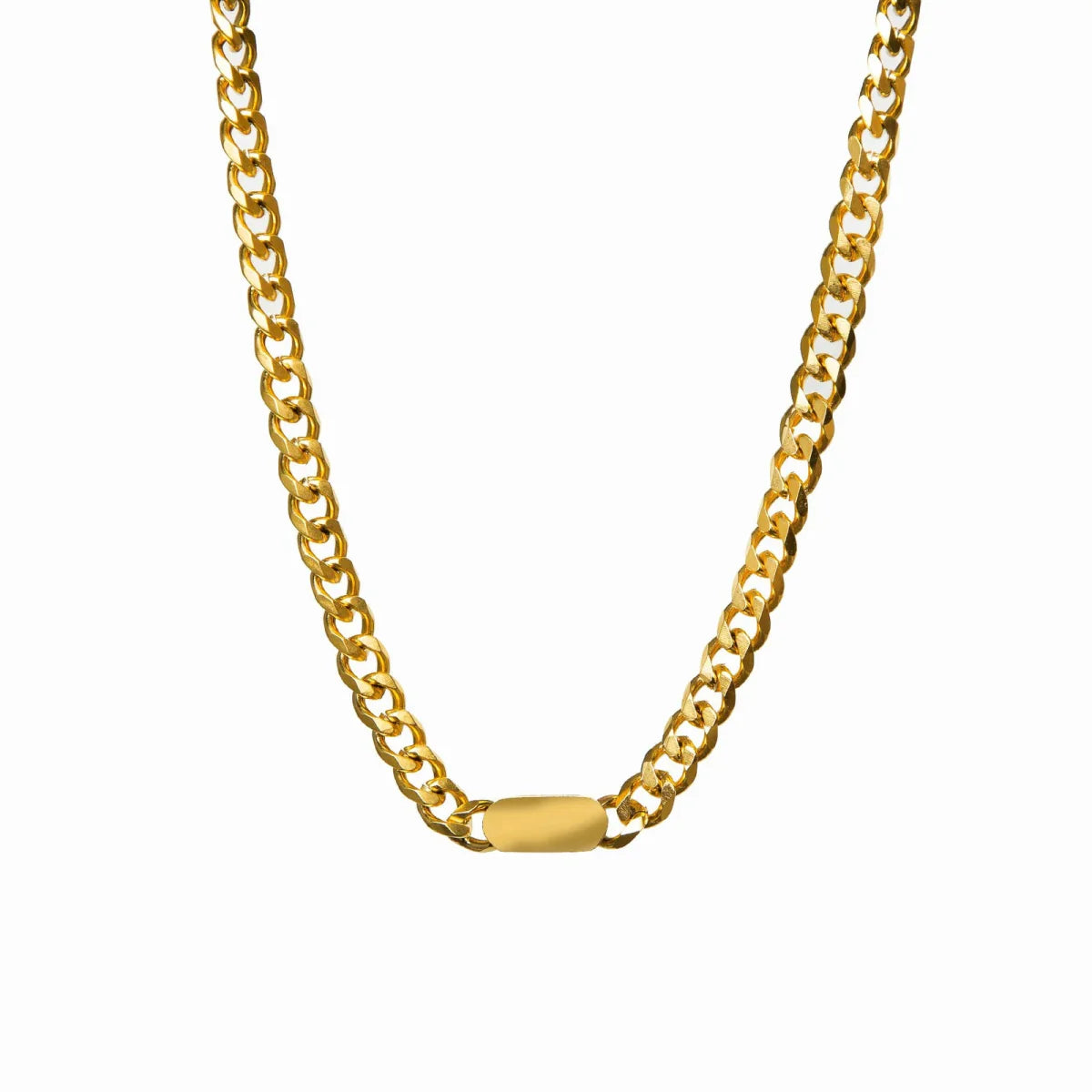 Colar Corrente Pingente Retangular Minimalista Banhado em Ouro 18K