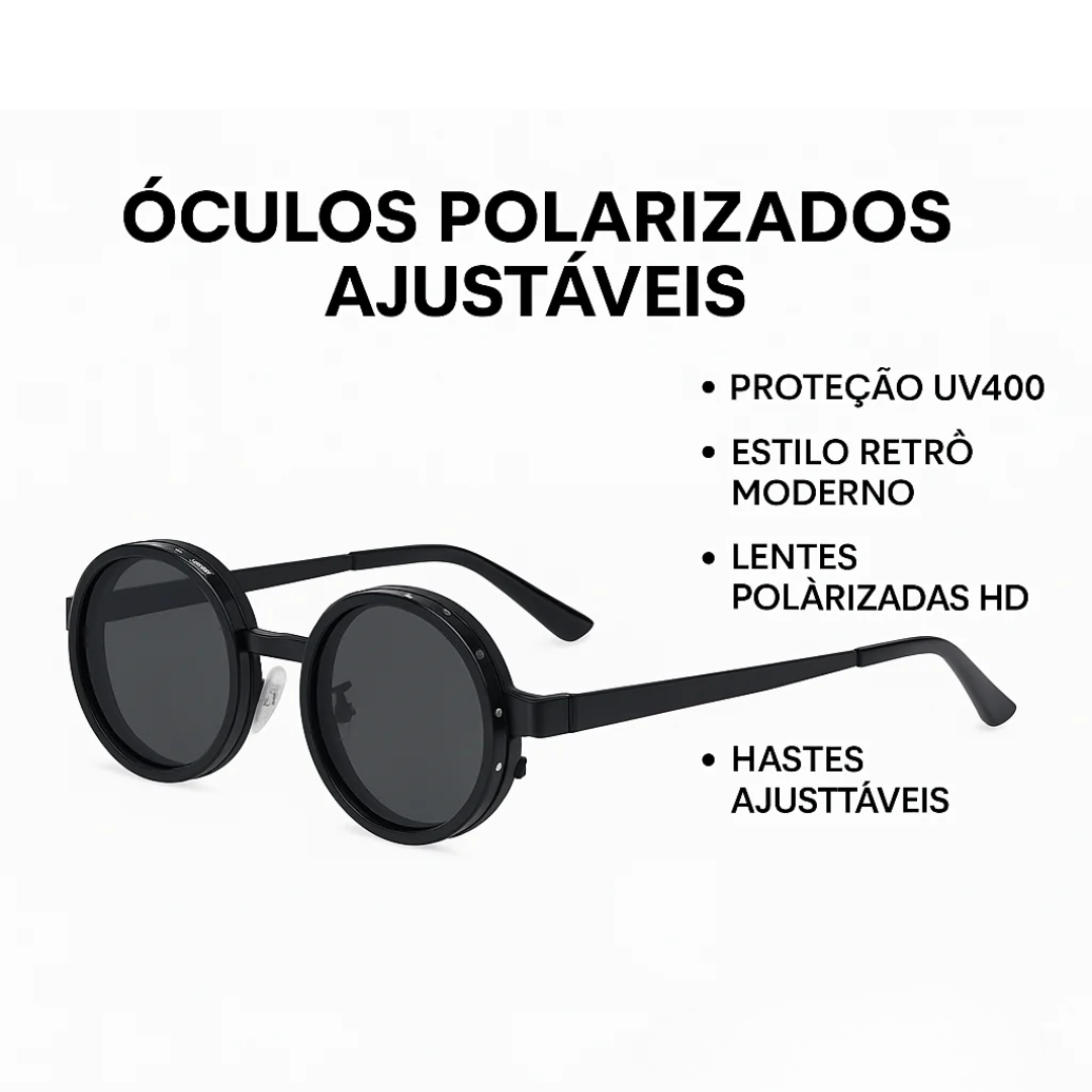 Super Óculos de Sol com Lentes Ajustáveis e Polarizadas + Capinha Protetora de Brinde