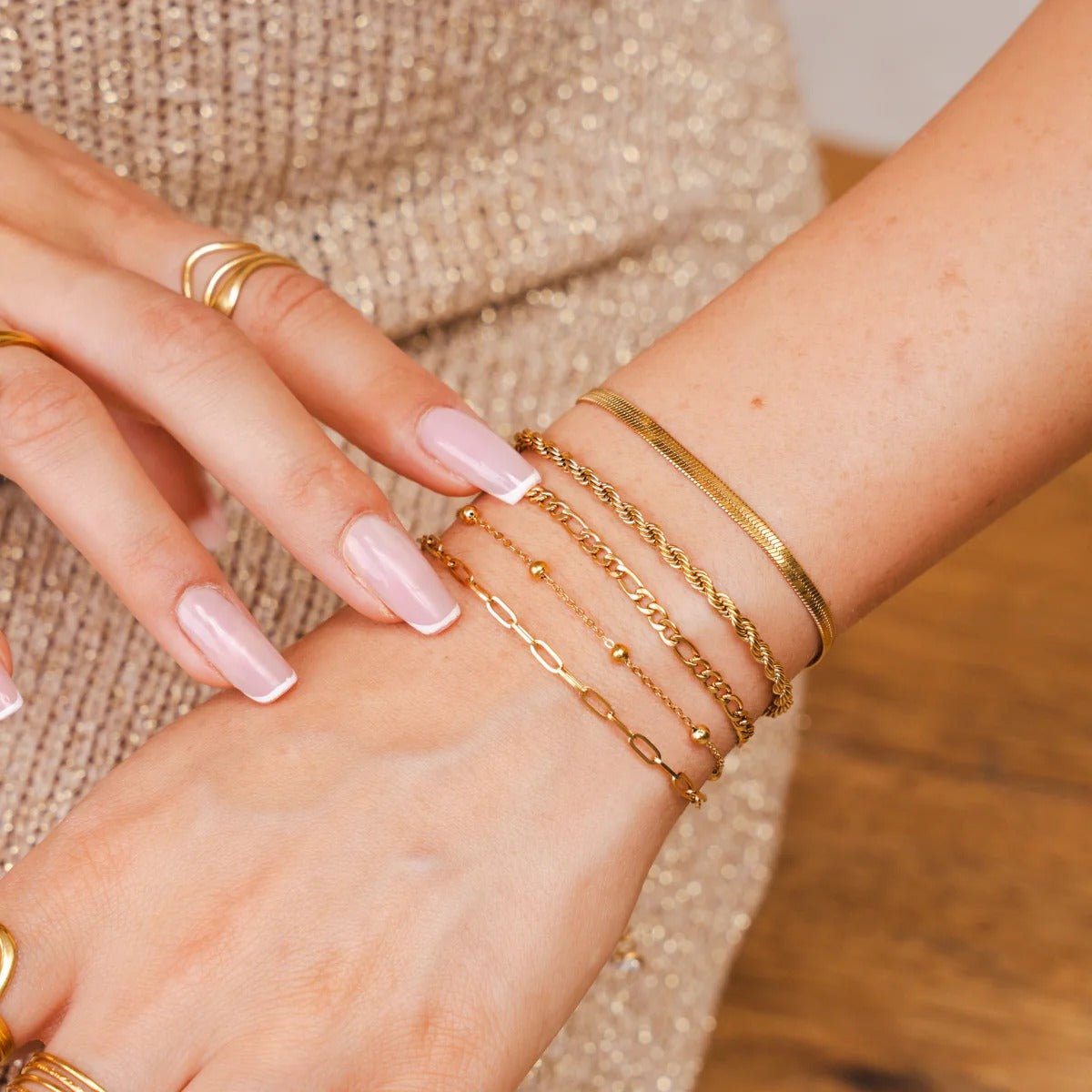 Kit Pulseiras Glamour Zircônias Banhado em Ouro 18K